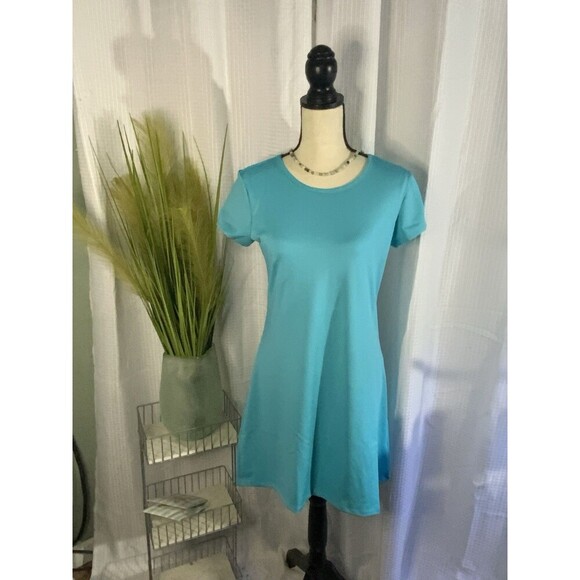 NEW Florida designer Women’s M USA Made Short Sleeve Blue Sundress UV50 NWT - Picture 1 of 12
